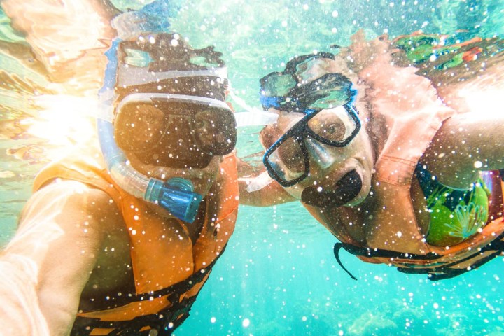 a person swimming in the water