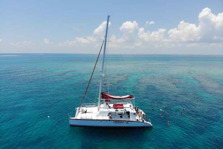a small boat in a large body of water